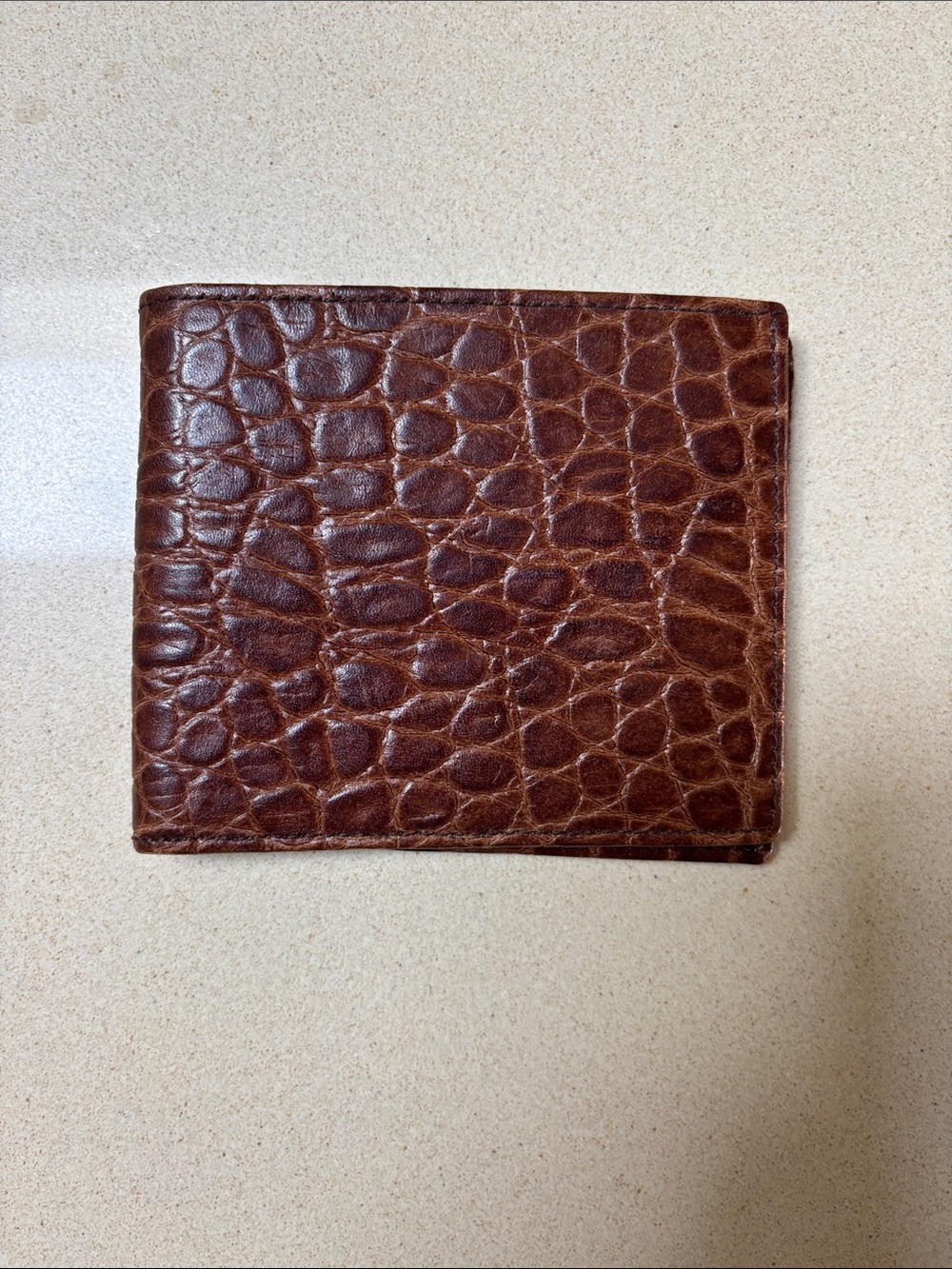 Harrods Brown Croc-Embossed Leather Card Wallet